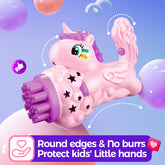 YCFUN 2 Pack Bubble Gun, Unicorn Bubble Machine for Toddlers Kids Boys Girls Age 3+, Includes Bubble Solution